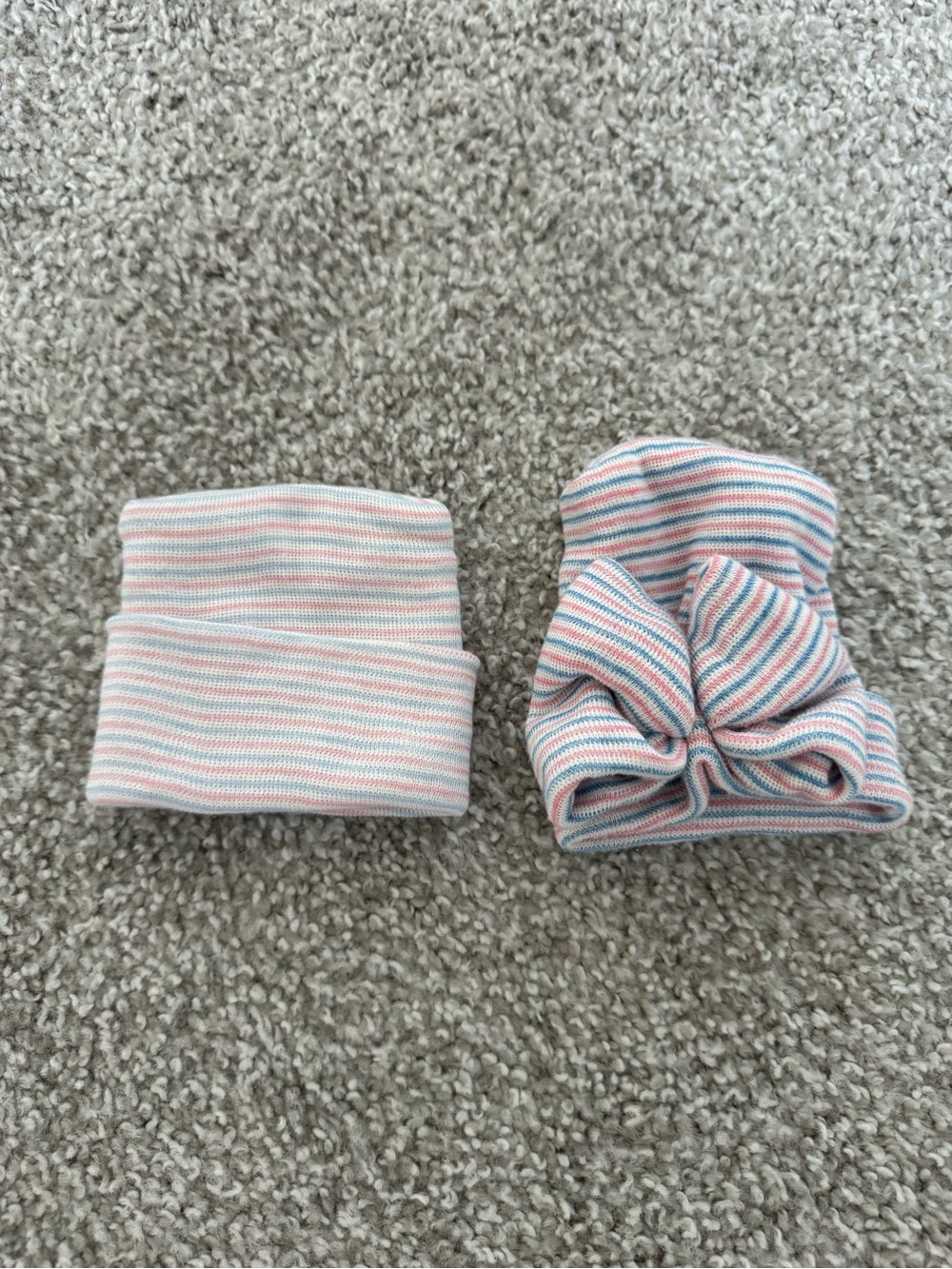✨ Preemie Striped Pink & Blue Baby Beanie Set - 2 Pack✨